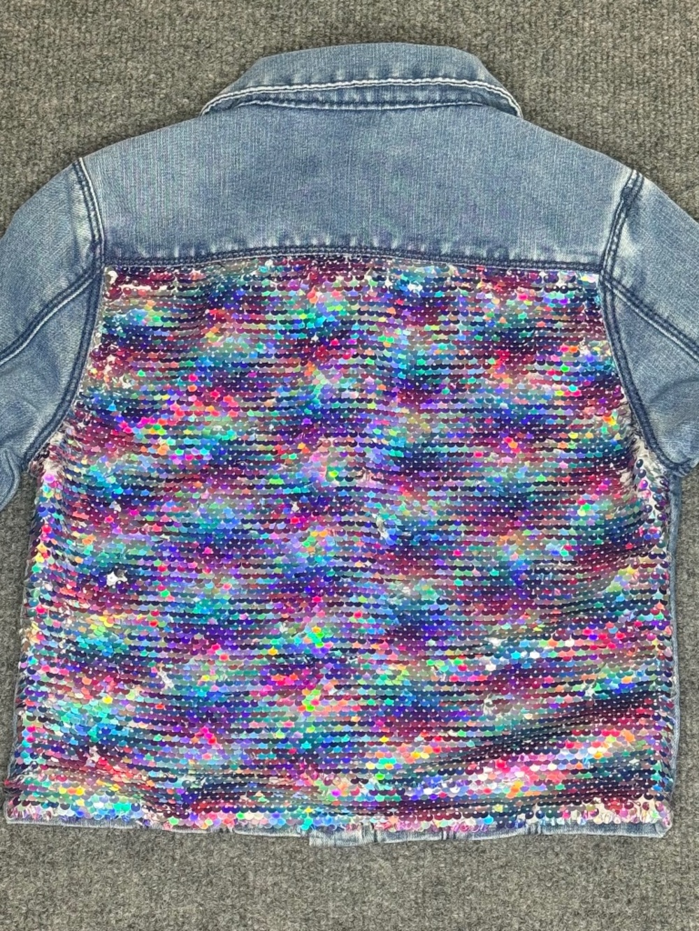 Squeeze girls jean jacket mermaid sequence back medium 8
